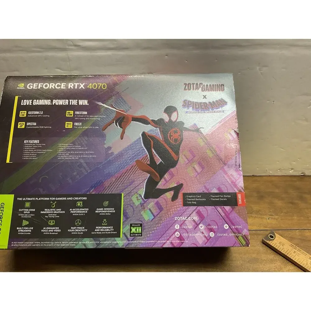ZOTAC NVIDIA GeForce RTX 4070 GAMING AMP AIRO GPU Spiderman Bundle 12GB GDDR6X